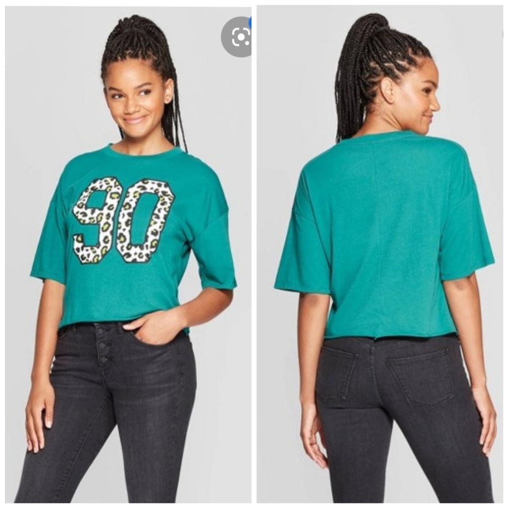 New! Grayson Threads Teal Cropped T-shirt Size Sm